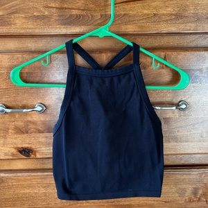 Black crop with thing racer back strap
